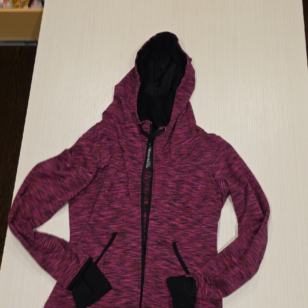 MPG Women's Marled Pink Full-Zip Hooded Active Jacket